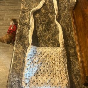 Handcrafted Cream Crochet Shoulder Bag